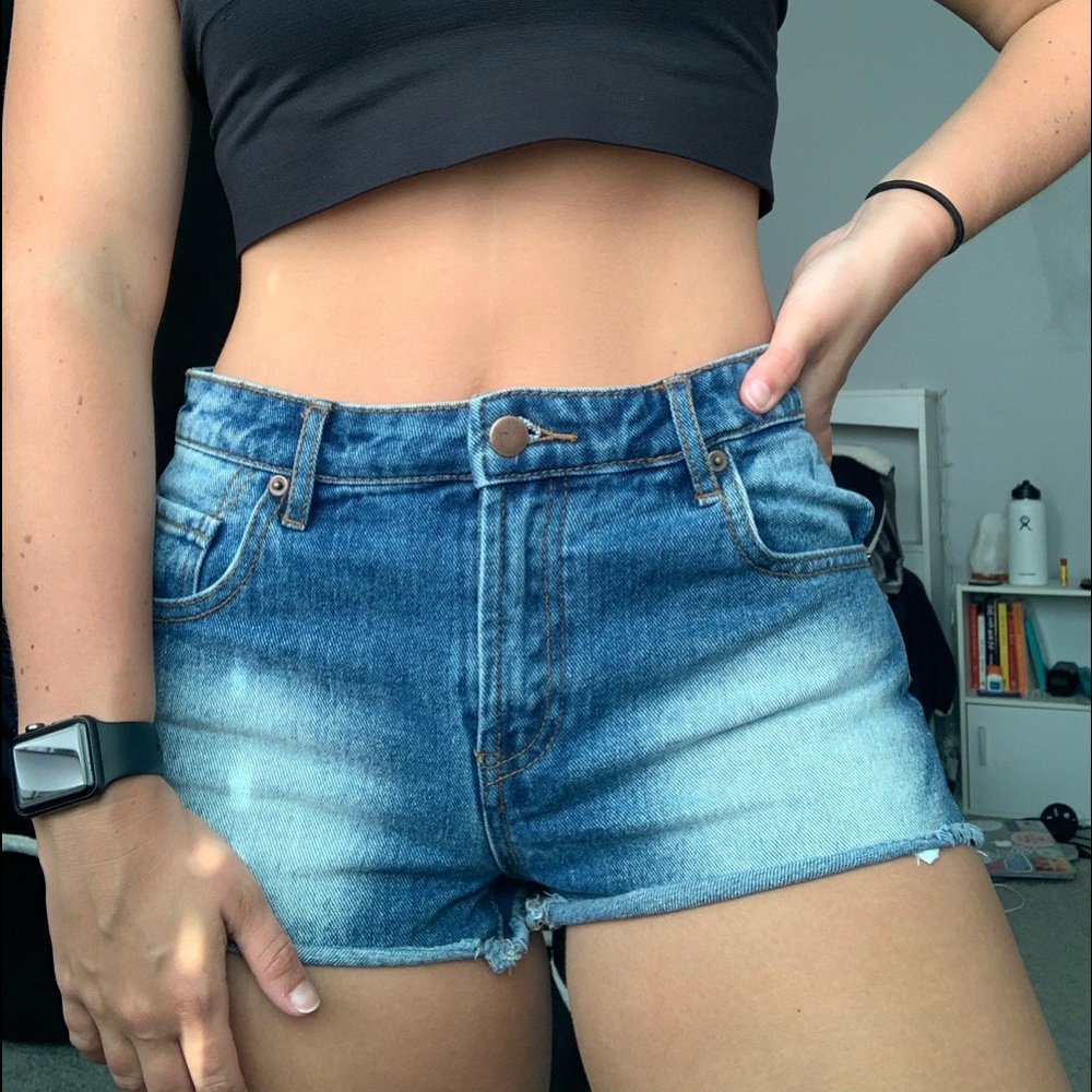 High waisted jean shorts